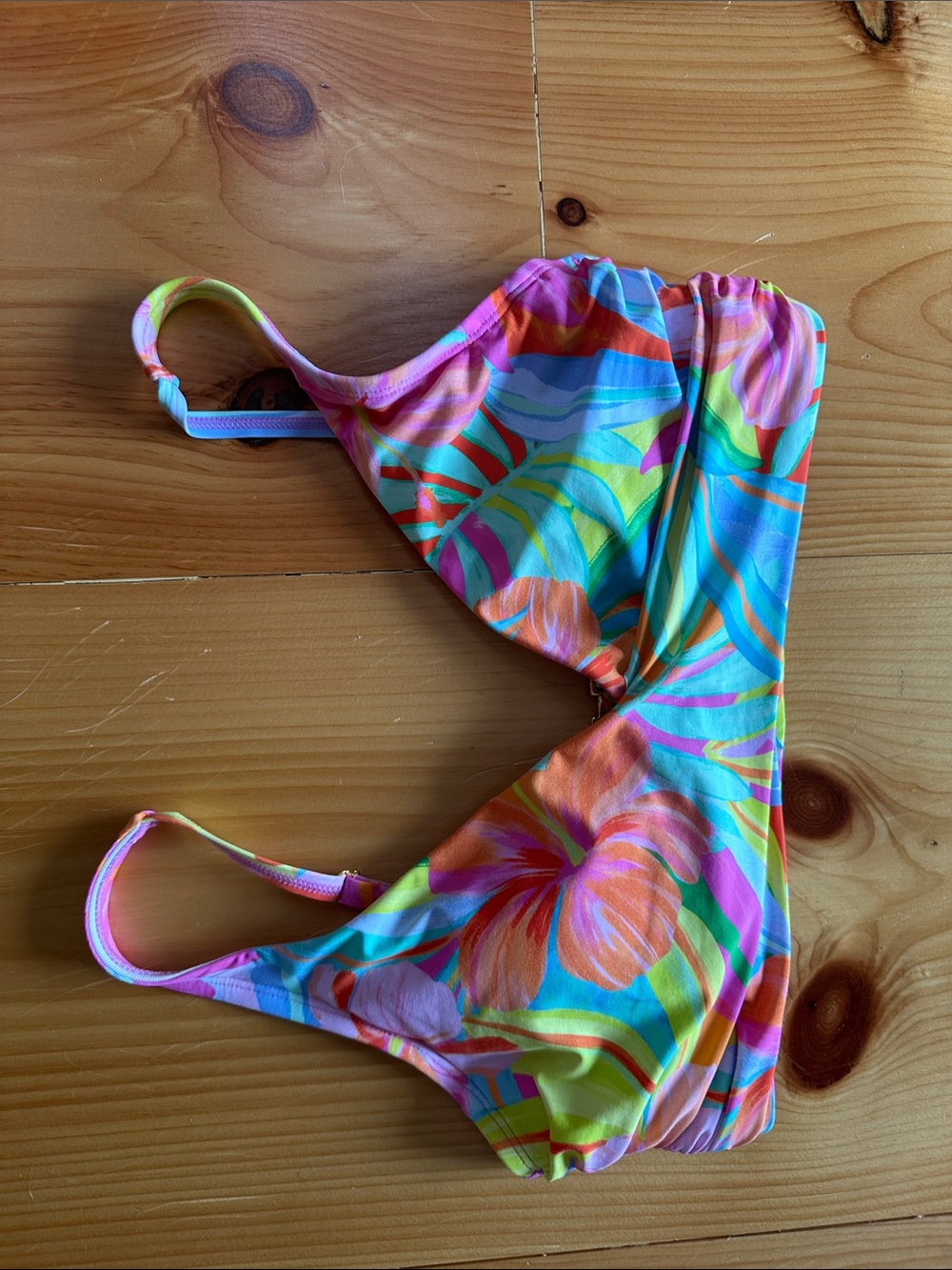 Bleu Rod Beattie Tropical Floral Bikini Top — Pink, Orange, Blue, Green